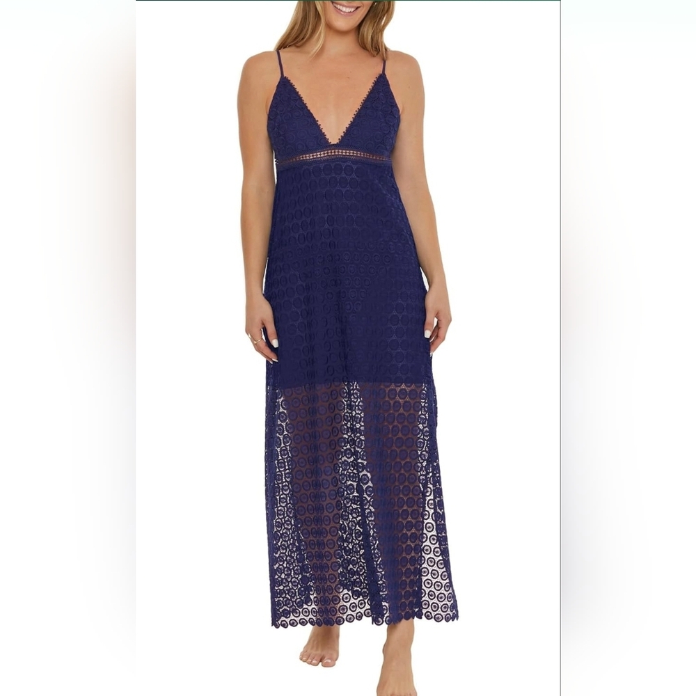 Trina Turk Navy Blue Lace Maxi Dress